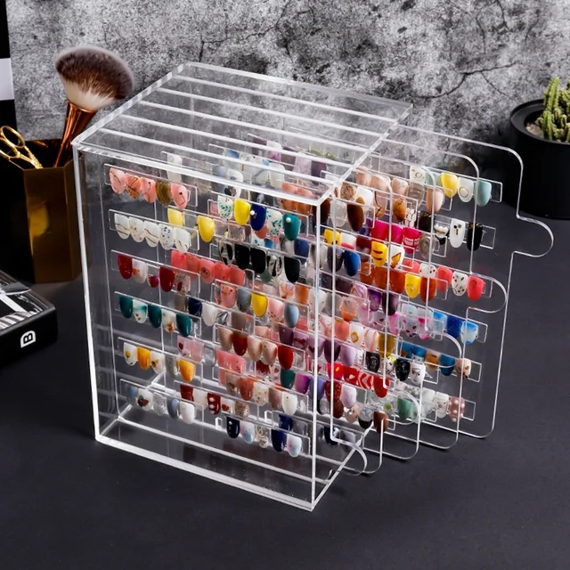 5 layer nail Design pull style holder clear acrylic dust-proof displayed art