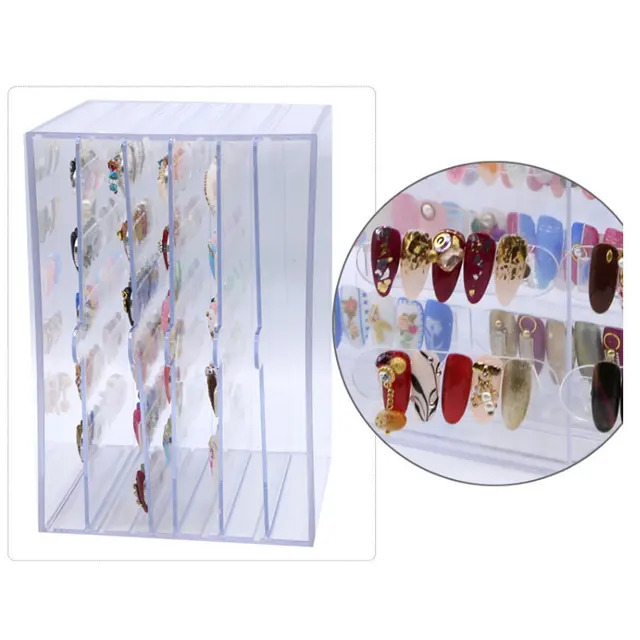 5 layer nail Design pull style holder clear acrylic dust-proof displayed art