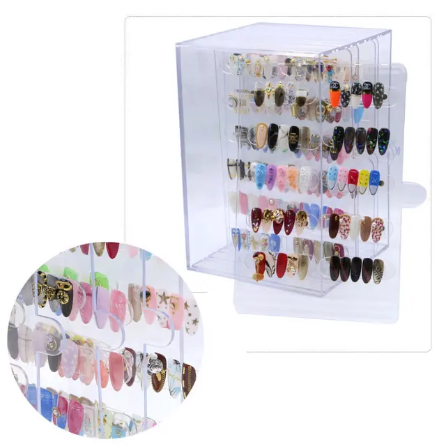 5 layer nail Design pull style holder clear acrylic dust-proof displayed art