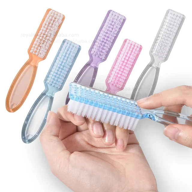 Long Handle Nail Cleaning Brush Pink Blue Purple Orange Clear Nail Dust Brush