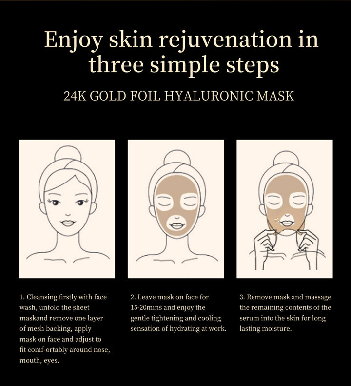 24K Gold Foil Hyaluronic Mask – Hydrate, Plump & Rejuvenate