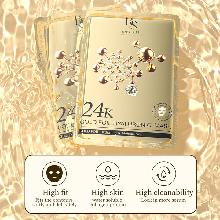 24K Gold Foil Hyaluronic Mask – Hydrate, Plump & Rejuvenate