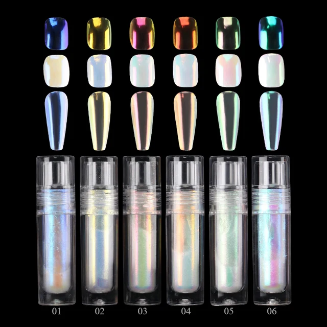 Holographic liquid magic mirror powder 6 colors chrome nails - The Nail Bar Beauty & Co.