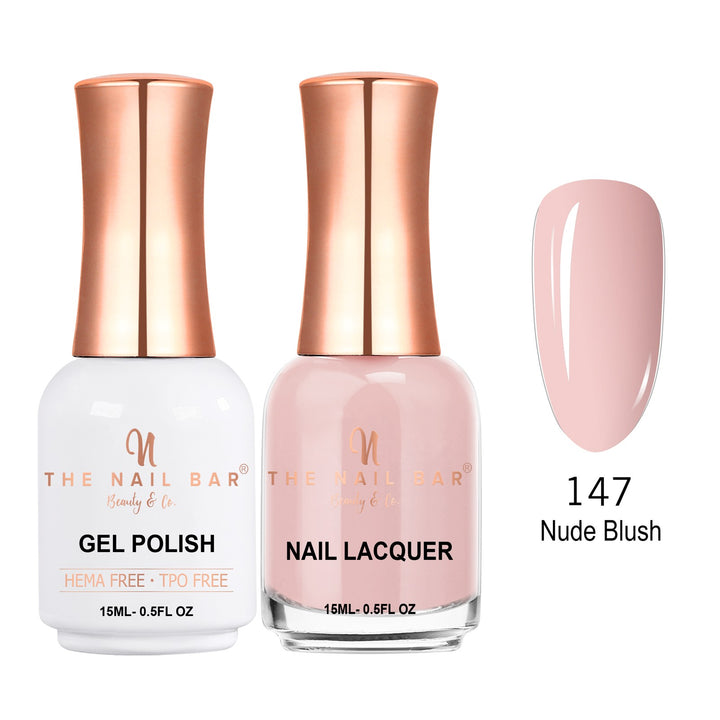 TNBDUAL147-PKG – Dual 147 – Nude Blush matching 15ml gel polish and nail lacquer set