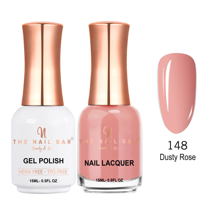 TNBDUAL148-PKG – Dual 148 – Dusty Rose matching 15ml gel polish and nail lacquer set