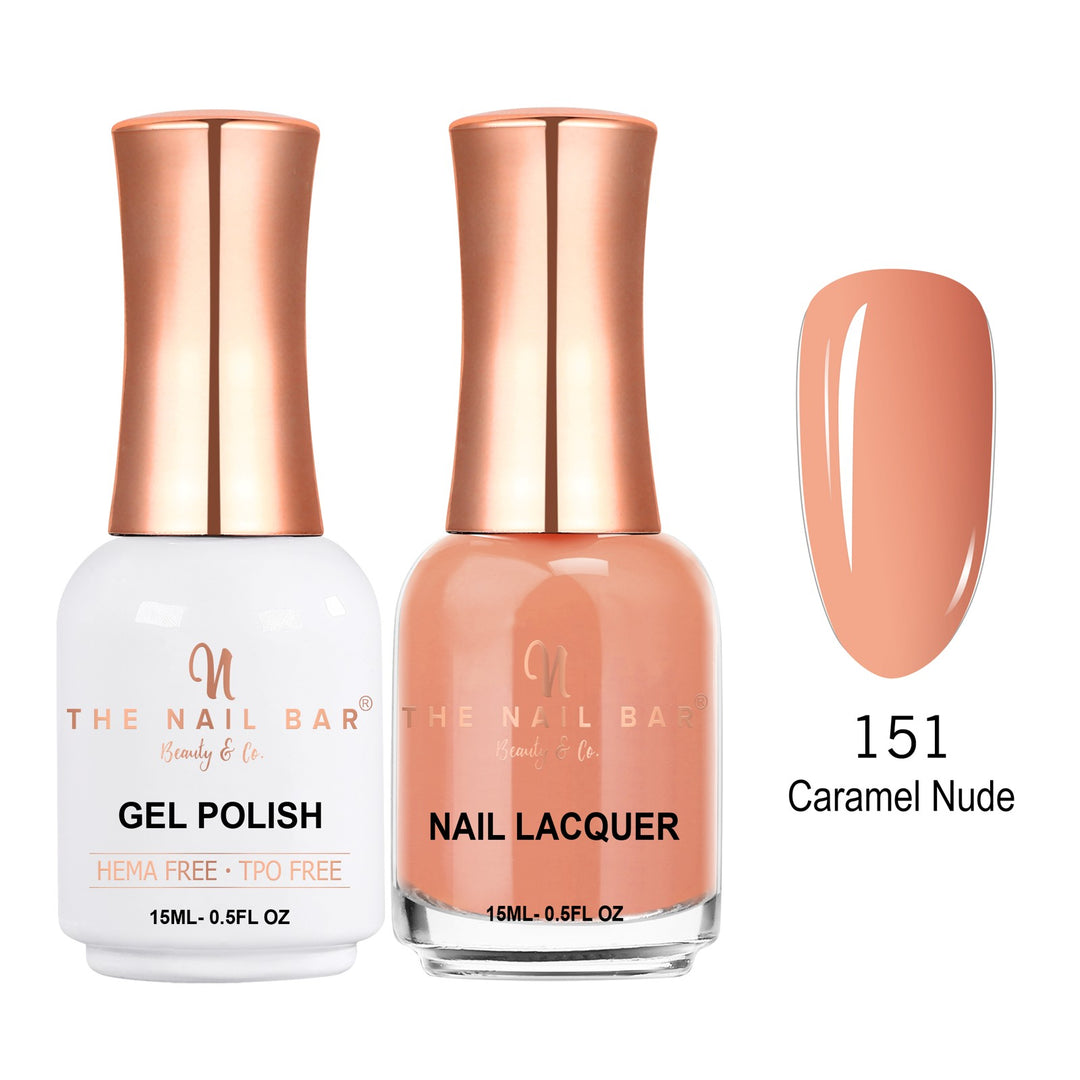 TNBDUAL151-PKG – Dual 151 – Caramel Nude matching 15ml gel polish and nail lacquer set