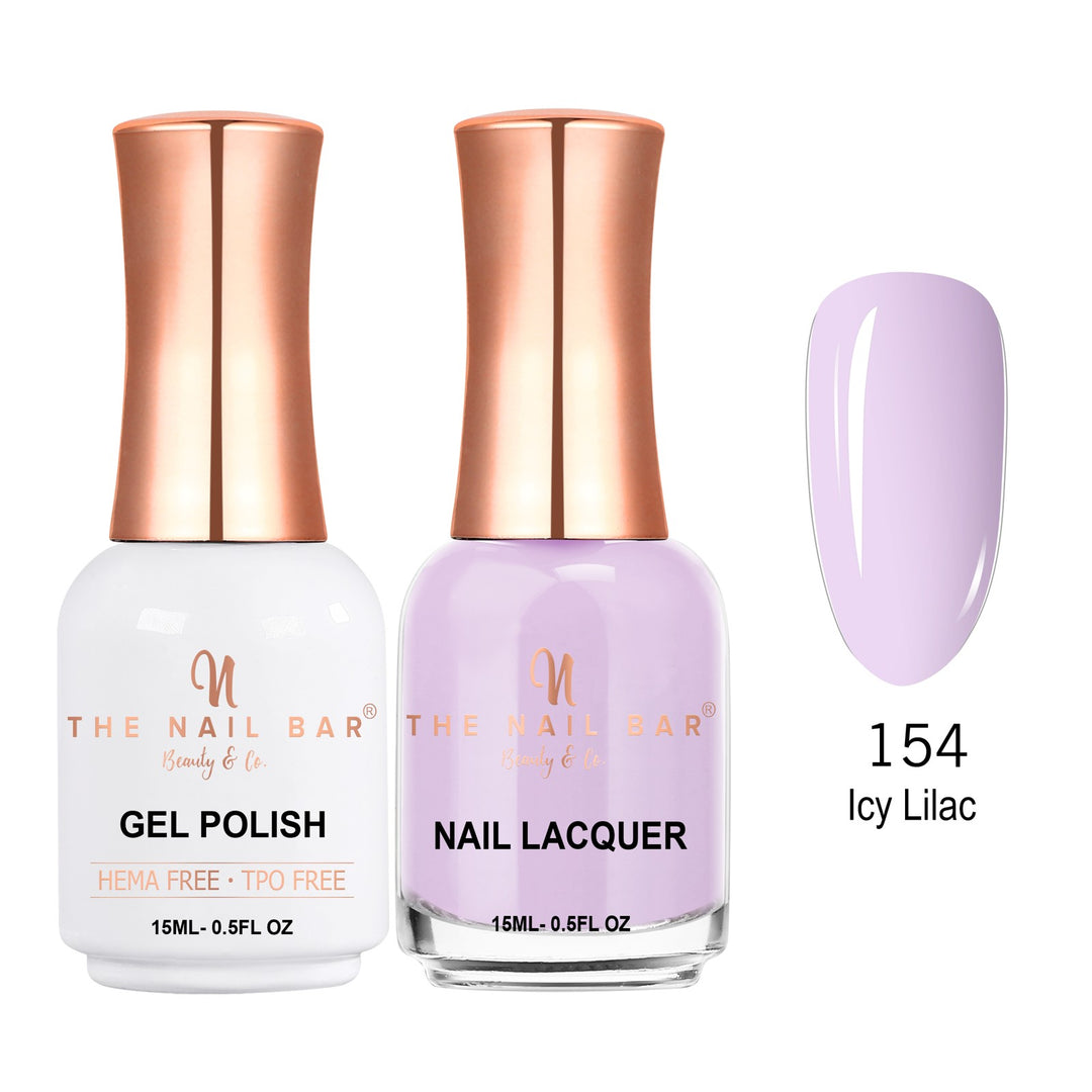 TNBDUAL154-PKG – Dual 154 – Icy Lilac matching 15ml gel polish and nail lacquer set