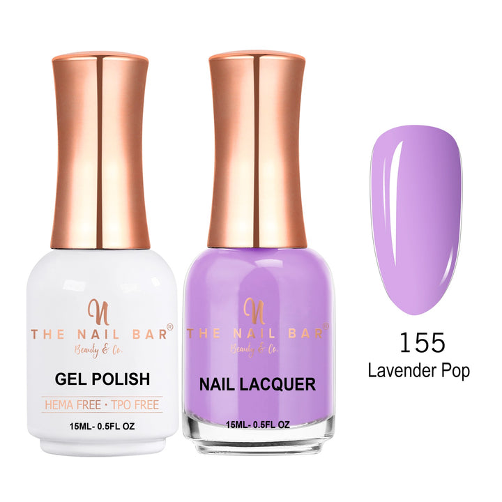 TNBDUAL155-PKG – Dual 155 – Lavender Pop matching 15ml gel polish and nail lacquer set