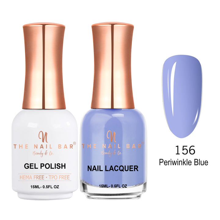 TNBDUAL156-PKG – Dual 156 – Periwinkle Blue matching 15ml gel polish and nail lacquer set