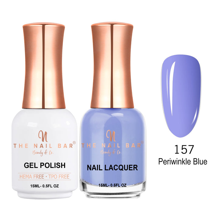 TNBDUAL157-PKG – Dual 157 – Periwinkle Blue matching 15ml gel polish and nail lacquer set