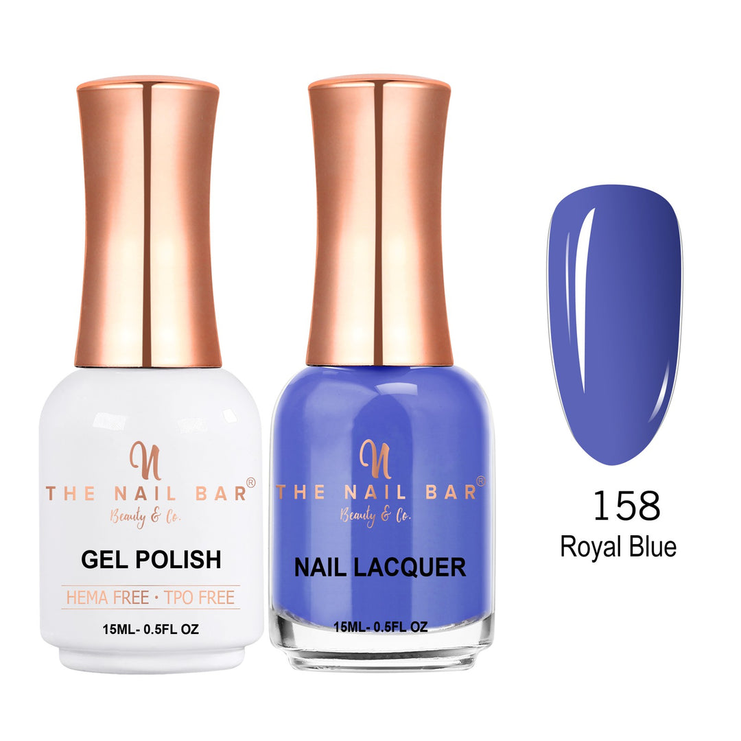 TNBDUAL158-PKG – Dual 158 – Royal Blue matching 15ml gel polish and nail lacquer set