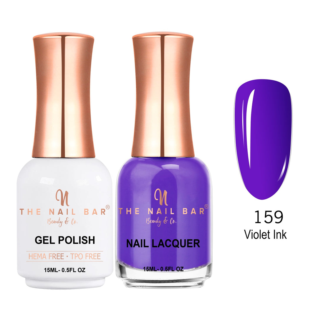 TNBDUAL159-PKG – Dual 159 – Violet Ink matching 15ml gel polish and nail lacquer set
