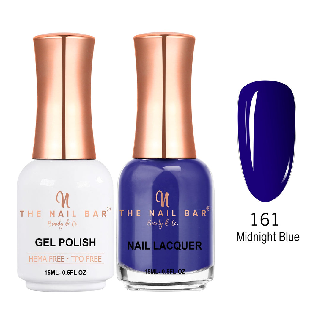TNBDUAL161-PKG – Dual 161 – Midnight Blue matching 15ml gel polish and nail lacquer set
