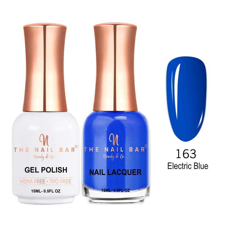 TNBDUAL163-PKG – Dual 163 – Electric Blue matching 15ml gel polish and nail lacquer set