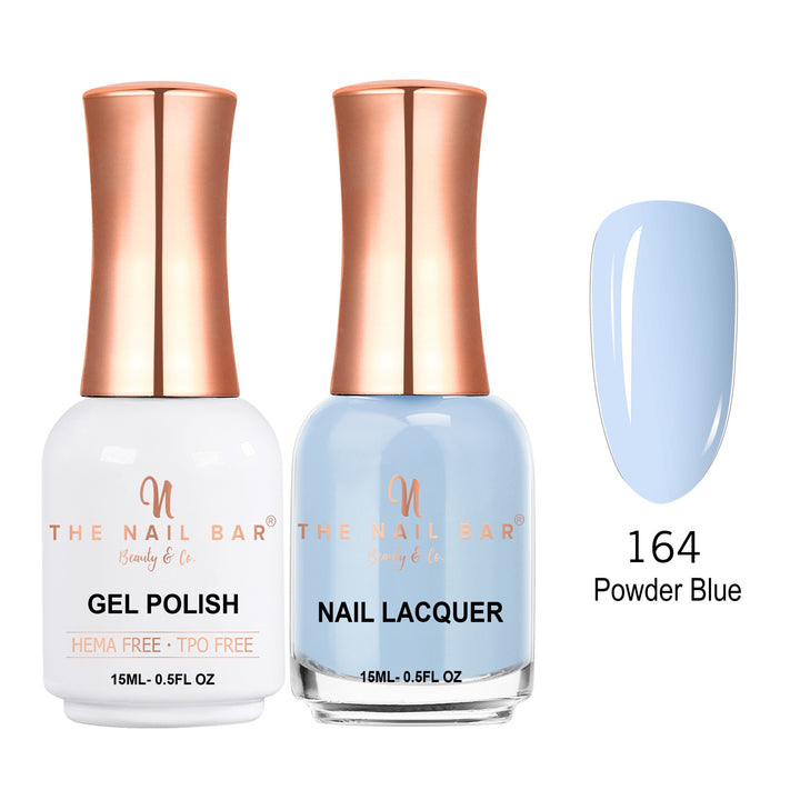 TNBDUAL164-PKG – Dual 164 – Powder Blue matching 15ml gel polish and nail lacquer set