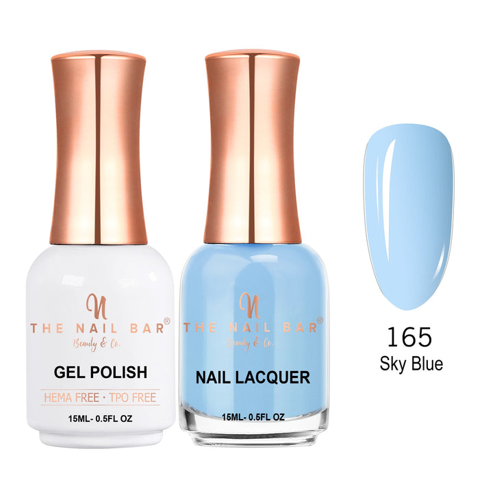 TNBDUAL165-PKG – Dual 165 – Sky Blue matching 15ml gel polish and nail lacquer set