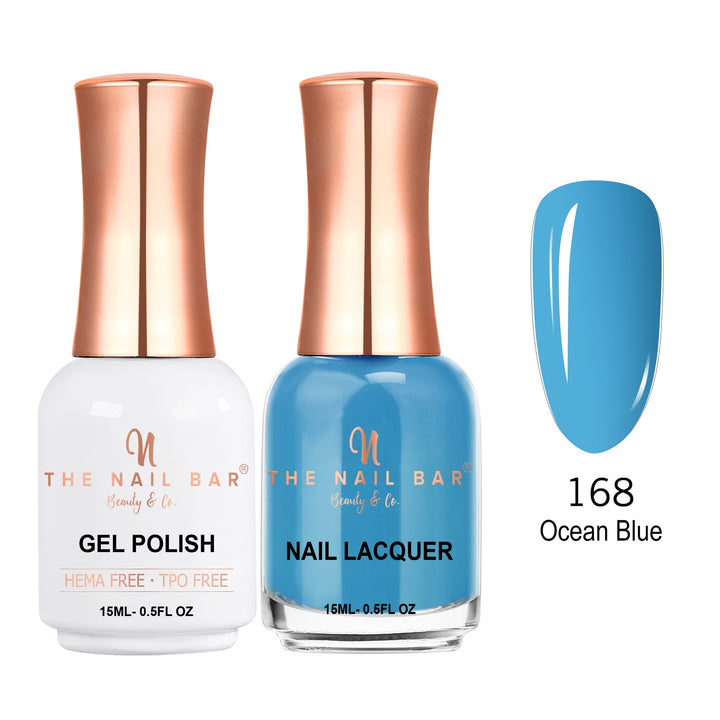 TNBDUAL168-PKG – Dual 168 – Ocean Blue matching 15ml gel polish and nail lacquer set