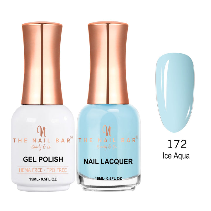TNBDUAL172-PKG – Dual 172 – Ice Aqua matching 15ml gel polish and nail lacquer set