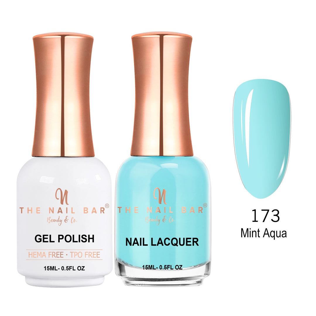TNBDUAL173-PKG – Dual 173 – Mint Aqua matching 15ml gel polish and nail lacquer set