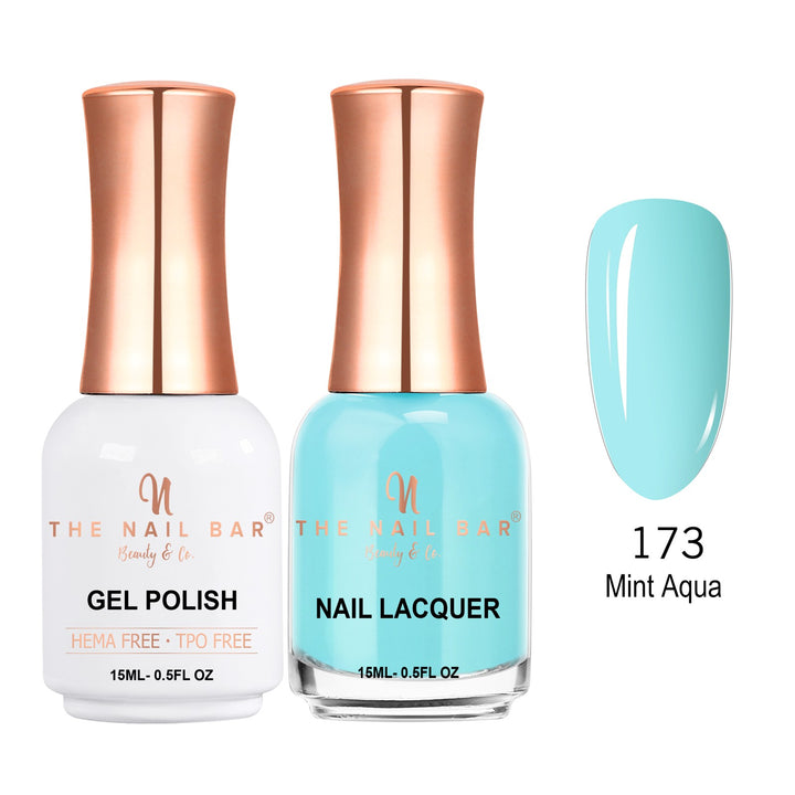TNBDUAL173-PKG – Dual 173 – Mint Aqua matching 15ml gel polish and nail lacquer set