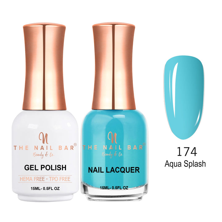 TNBDUAL174-PKG – Dual 174 – Aqua Splash matching 15ml gel polish and nail lacquer set