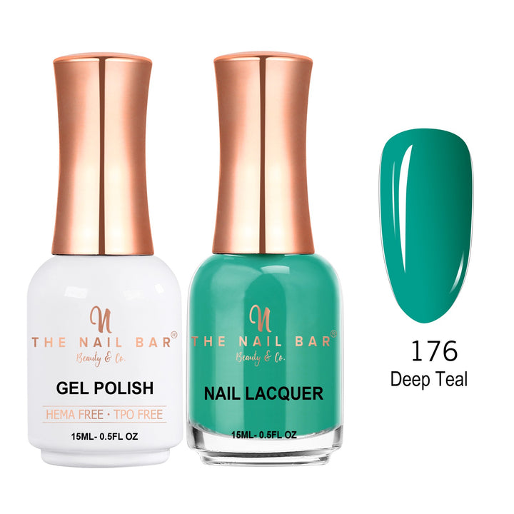 TNBDUAL176-PKG – Dual 176 – Deep Teal matching 15ml gel polish and nail lacquer set