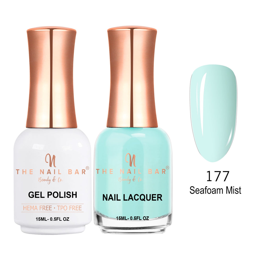 TNBDUAL177-PKG – Dual 177 – Seafoam Mist matching 15ml gel polish and nail lacquer set