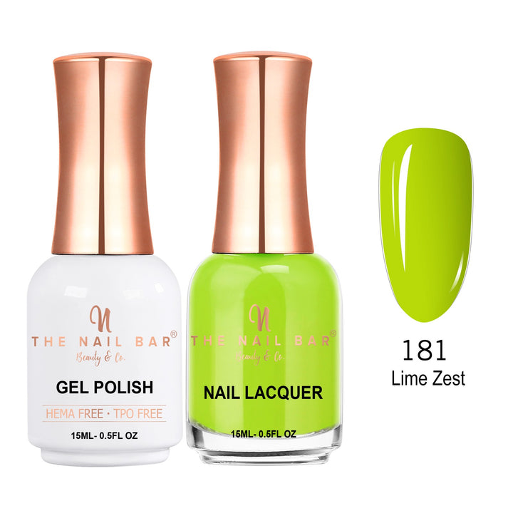 TNBDUAL181-PKG – Dual 181 – Lime Zest matching 15ml gel polish and nail lacquer set