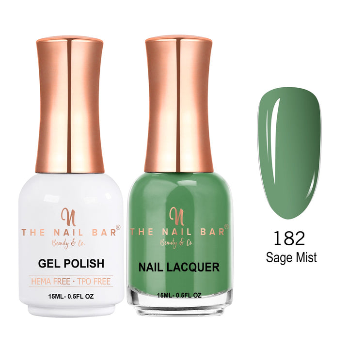 TNBDUAL182-PKG – Dual 182 – Sage Mist matching 15ml gel polish and nail lacquer set