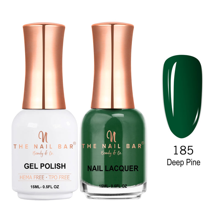 TNBDUAL185-PKG – Dual 185 – Deep Pine matching 15ml gel polish and nail lacquer set