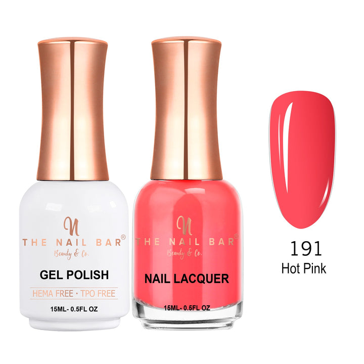 TNBDUAL191-PKG – Dual 191 – Hot Pink matching 15ml gel polish and nail lacquer set