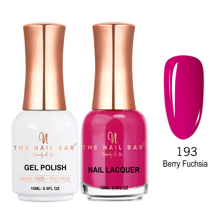 TNBDUAL193-PKG – Dual 193 – Berry Fuchsia matching 15ml gel polish and nail lacquer set