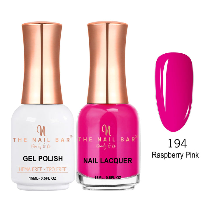 TNBDUAL194-PKG – Dual 194 – Raspberry Pink matching 15ml gel polish and nail lacquer set