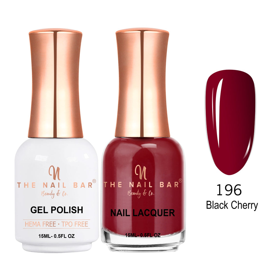 TNBDUAL196-PKG – Dual 196 – Black Cherry matching 15ml gel polish and nail lacquer set