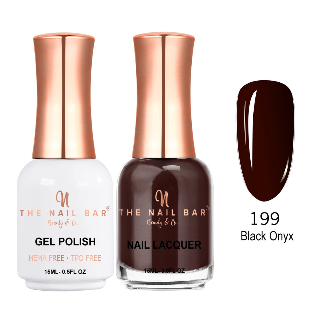 TNBDUAL199-PKG – Dual 199 – Black Onyx matching 15ml gel polish and nail lacquer set