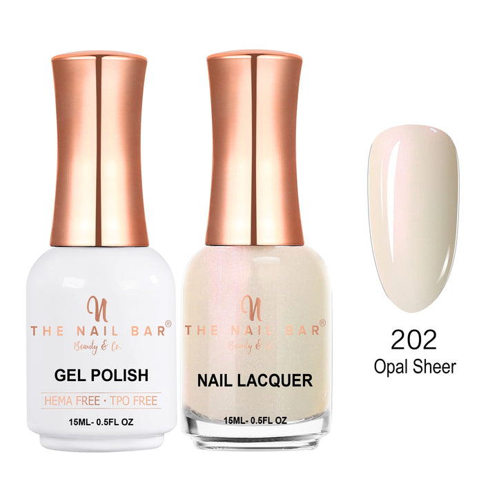 TNBDUAL202-PKG – Dual 202 – Opal Sheer matching 15ml gel polish and nail lacquer set