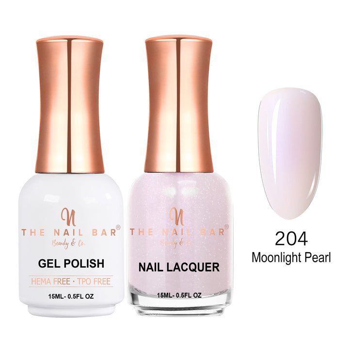 TNBDUAL204-PKG – Dual 204 – Moonlight Pearl matching 15ml gel polish and nail lacquer set
