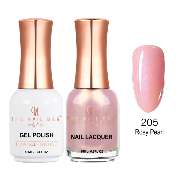 TNBDUAL205-PKG – Dual 205 – Rosy Pearl matching 15ml gel polish and nail lacquer set