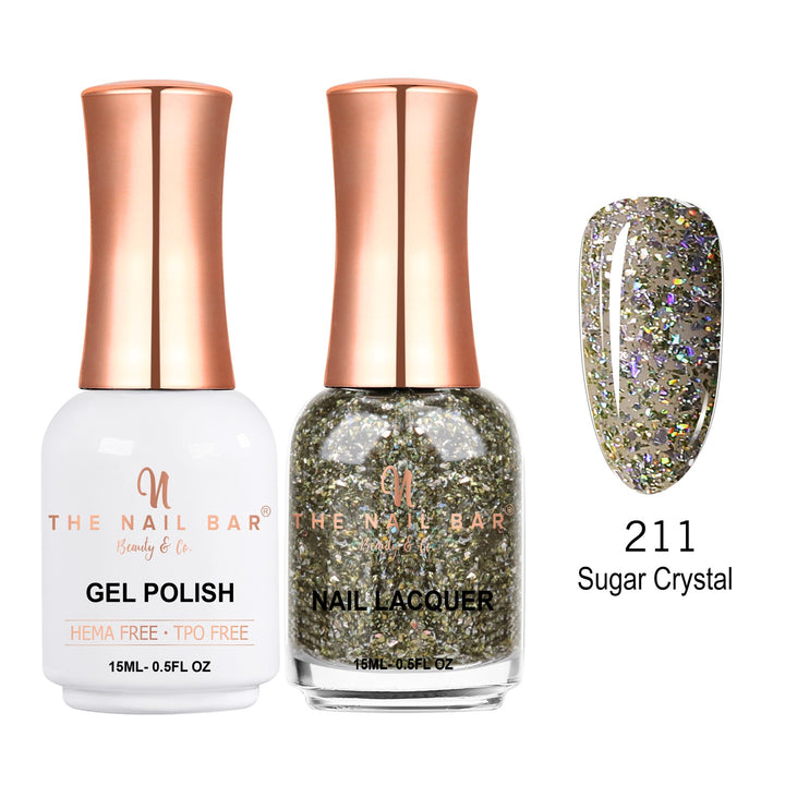 TNBDUAL211-PKG – Dual 211 – Sugar Crystal matching 15ml gel polish and nail lacquer set