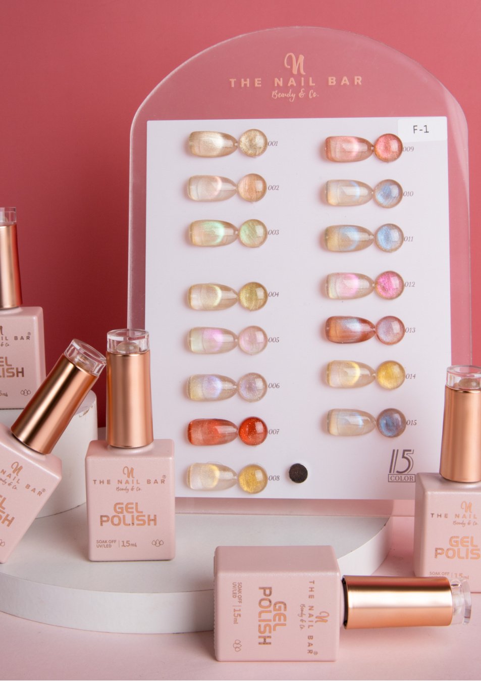 The Nail Bar branded gel polish and colour chart
