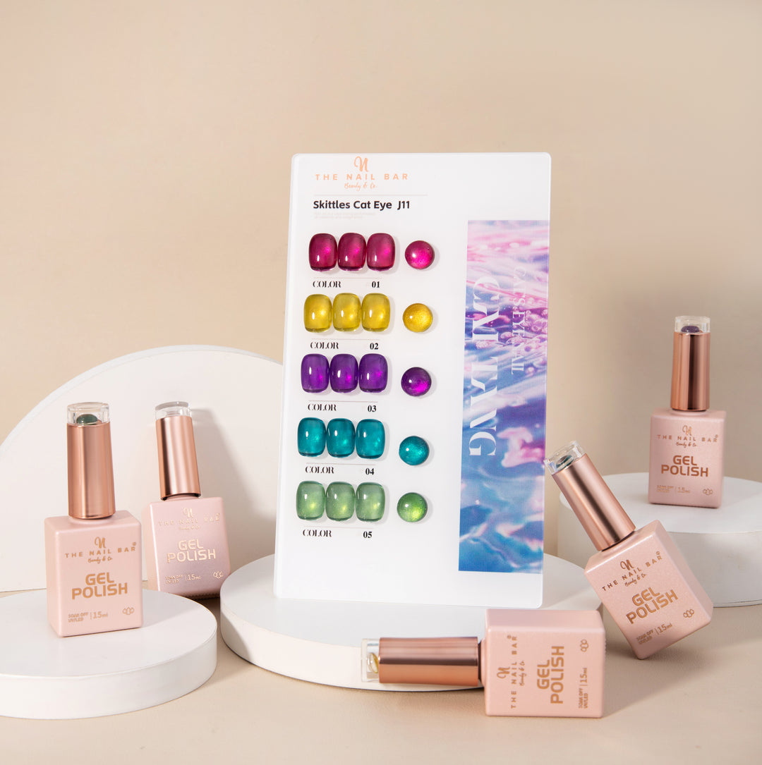 J11 gel polish set – IMG_9548 – product and colour swatch chart