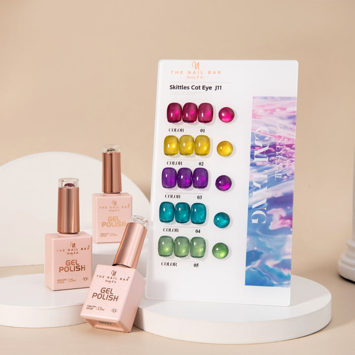 J11 gel polish set – IMG_9554 – product and colour swatch chart
