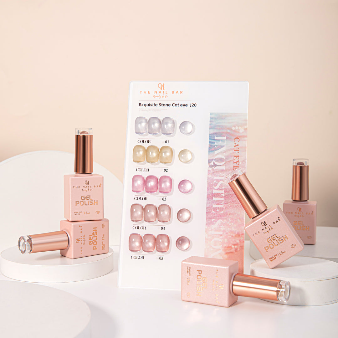 J20 gel polish set – IMG_9573 – product and colour swatch chart