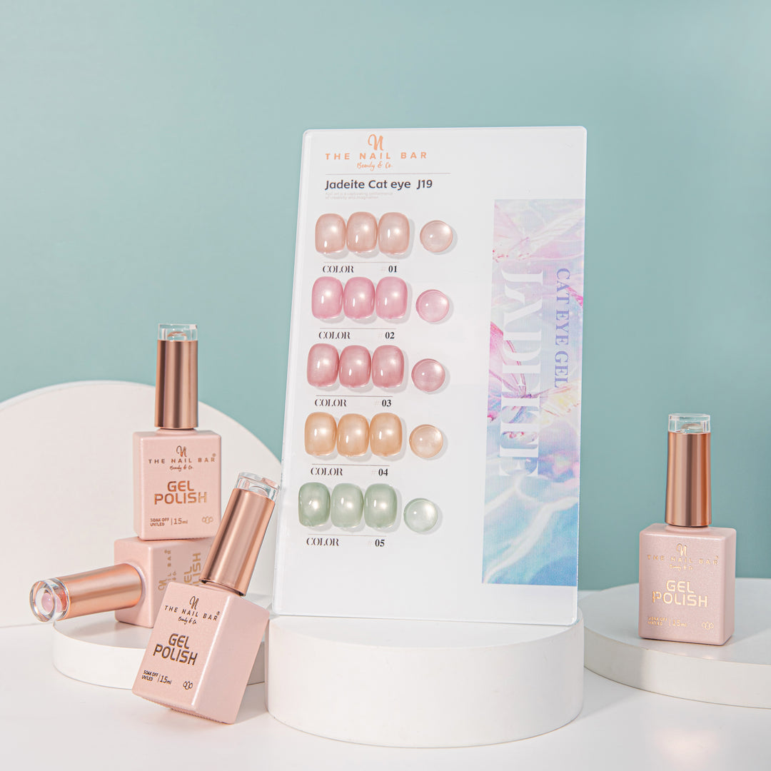 J19 gel polish set – IMG_9572 – product and colour swatch chart