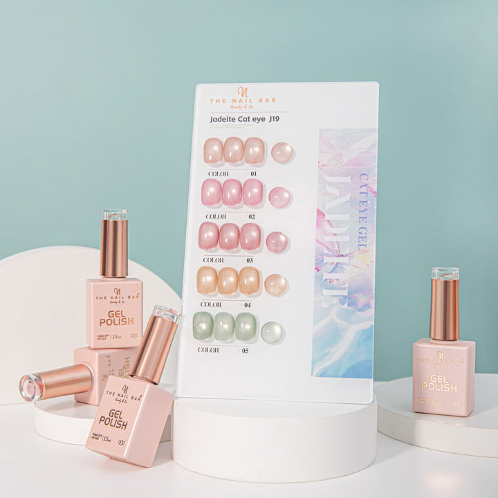 J19 gel polish set – IMG_9572 – product and colour swatch chart