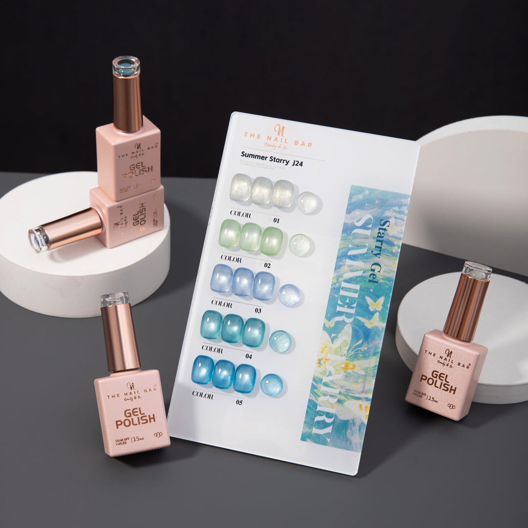 J24 gel polish set – IMG_9598 – product and colour swatch chart