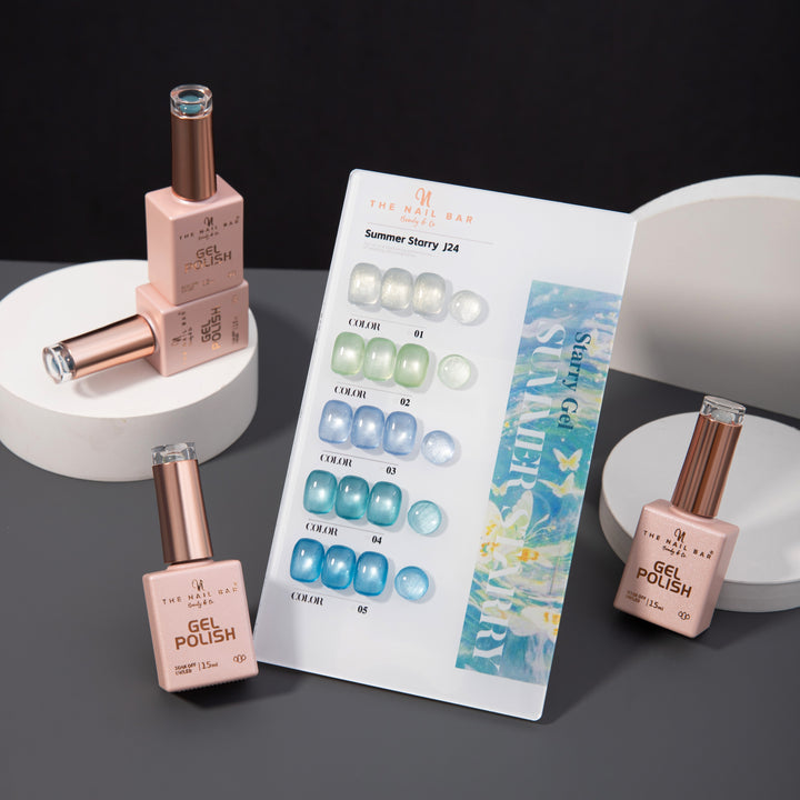 J24 gel polish set – IMG_9598 – product and colour swatch chart