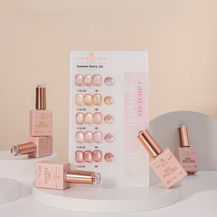 J22 gel polish set – IMG_9582 – product and colour swatch chart