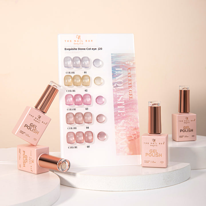 J20 gel polish set – IMG_9578 – product and colour swatch chart