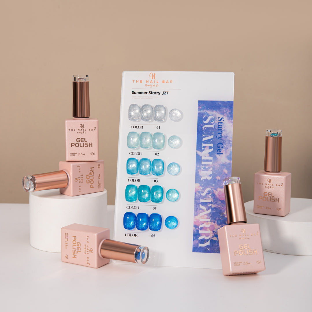 J27 gel polish set – IMG_9618 – product and colour swatch chart